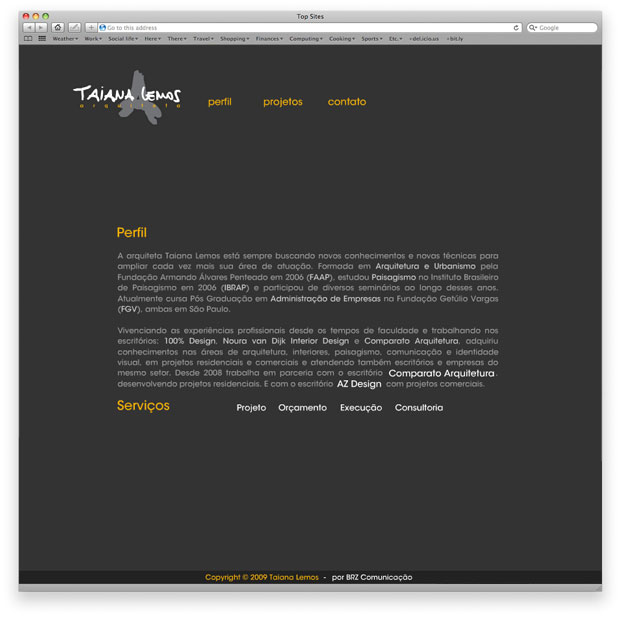 Taiana Lemos - programação de site institucional em Flash