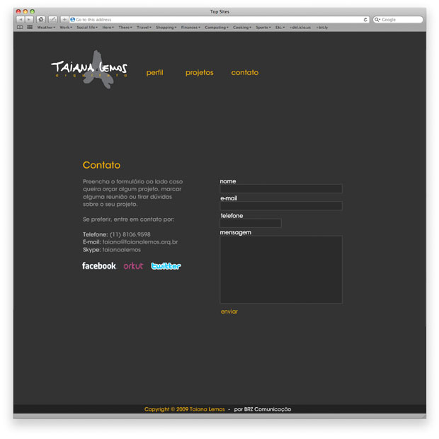 Taiana Lemos - programação de site institucional em Flash