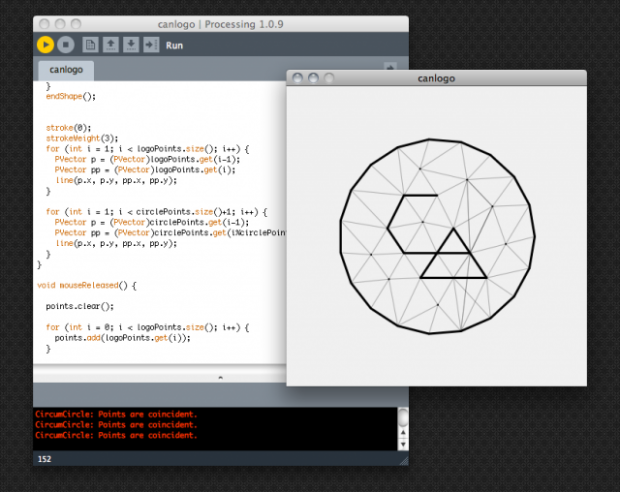 Projeto do logo criado em processing para a Creative Applications Network